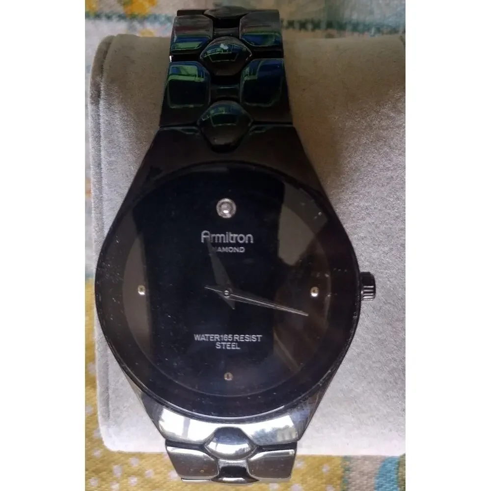 Armitron Diamond Dial Quartz Watch - Stainless Steel Back & Base Metal Bezel